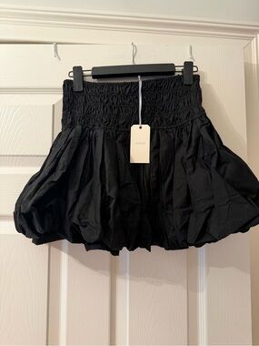 George Black Bubble Mini Skirt with Shirred Waistband